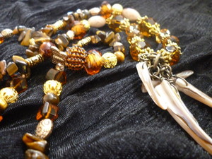 Butterfly Handcrafted Jewellery Pic 5 - Tiger Eye Necklace with Mother of Pearl Pendant 50