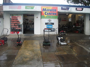 Daves Mower Centre Pic 3 - Daves Mower Centre shared customer car park with Mobil service station