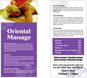 Lane Cove Therapeutic Massage Pic 3 - Oriental Massage