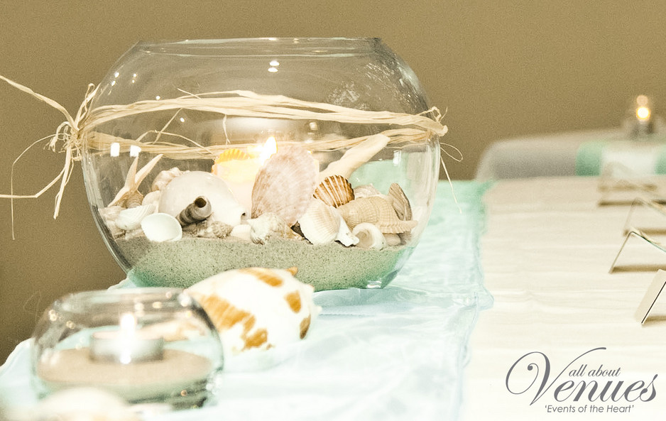 All About Venues Pic 1 - Beach Shell Centrepiece Wedding Decorations Gold Coast