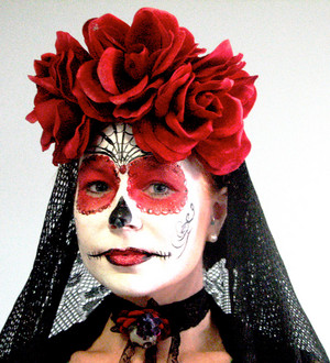 Face Painting Melbourne Pic 2 - sugar skull in red face painting