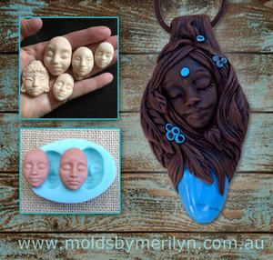 Molds By Merilyn Pic 4 - Push Mold Es4 was used to make this Ethnic Goddess Pendant with Polymer Clay