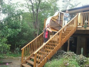 Des Woods Piano Removals Pic 3 - Going upstairs