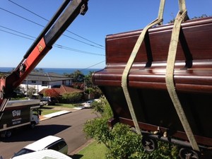 Des Woods Piano Removals Pic 2 - Moving by crane