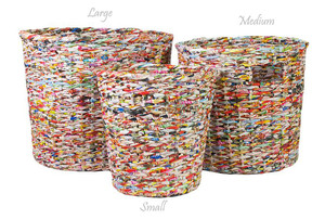 Secret Gifts Pic 5 - Baskets with a difference Recycled Woven Paper Baskets Bowls