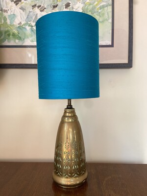 Two Shady Ladies Pic 4 - Raw turquoise silk vintage style lampshade