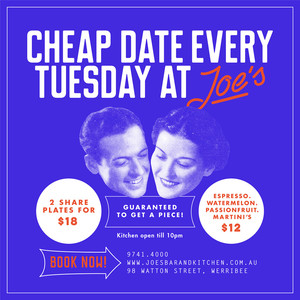 Joe's Bar and Kitchen Pic 2 - Cheap Date Every Tuesday at Joes