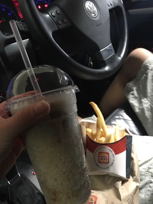 Hungry Jacks Pic 3 - Our typical daily drive thru order 1 friezes coke and 1 chips