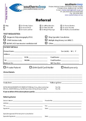 Southern Sleep Pic 4 - Take this referral form to your GP for a sleep study