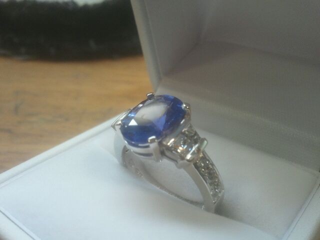 GARY BALL JEWELLERS Pic 1 - Ceylonese Sapphire Diamonds 18ct White Gold Engagement Ring