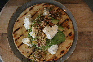 Ceru Restaurant Pic 3 - Avocado cumin on Greek pita break Breakfastbrunch menu