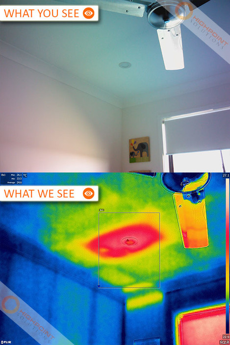 Highpoint Solutions Pic 1 - What may seem like a lonely innocent downlight can actually have huge impacts on your home energy usage This thermal image clearly shows the lack of insulation in the ceiling