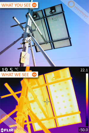 Highpoint Solutions Pic 5 - This thermal image of the solar array for the HF radio system indicate that all the cells are in working order therefore the panel is running at an optimal level