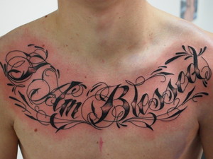 Needles Pic 5 - script across chest