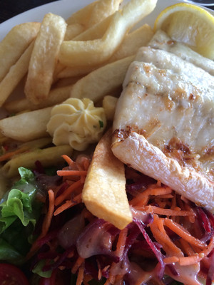 Coolangatta Surf Club Pic 5 - Grilled barra salad fries garlic butter