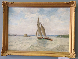 Collectorium on Newcastle Pic 3 - Outward bound Sydney harbour oil by W A Moir