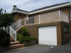 Colorsteel Fencing Pic 4 - Tubular steel handrail flat top with extra rail