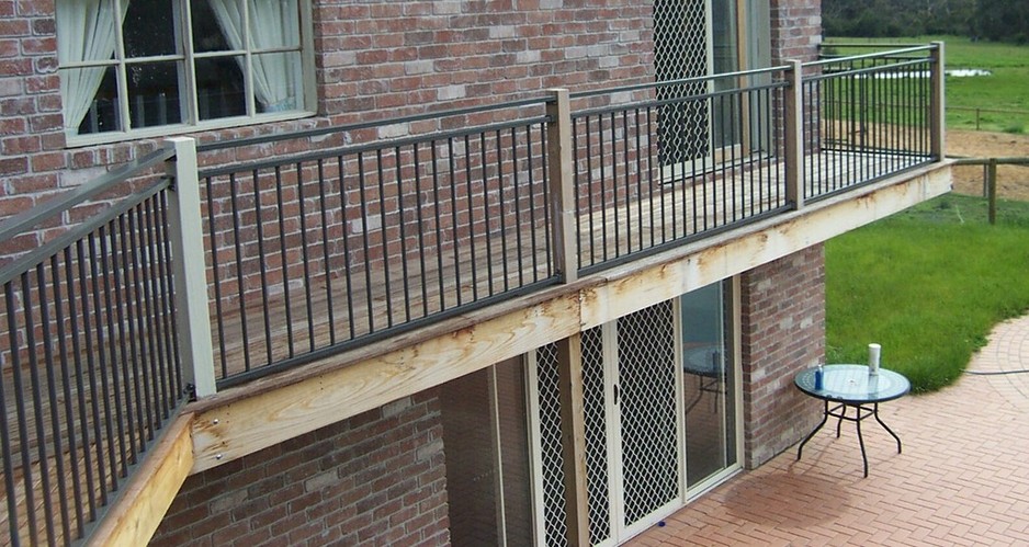 Colorsteel Fencing Pic 1 - Tubular steel handrail flat top with extra wide top rail