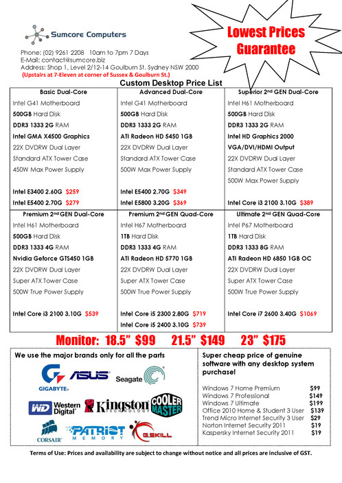 Sumcore Computers Pic 1 - Lowest Desktop System Price