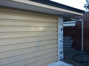 T. Harris Painting Pic 2 - Masking up of garage door