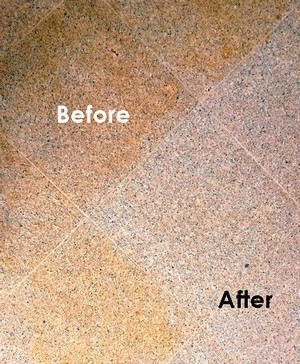 Mr Blastit Pic 4 - Granite paving before after a high pressure clean by Mr Blastit