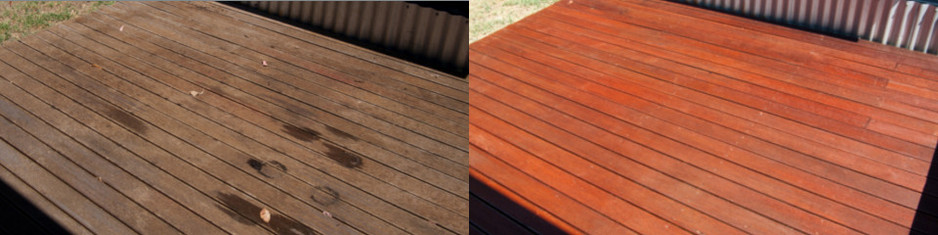 Mr Blastit Pic 1 - Timber Decking Before After a clean and oil by Mr Blastit