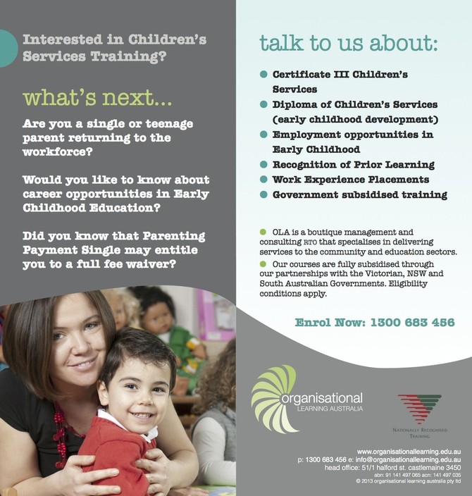 Organisational Learning Australia Pty. Ltd. Pic 1 - Find out about our Childrens Services courses in Bendigo Shepparton and Melbourne