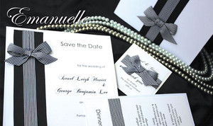 Tres Beau Luxury Boutique Pic 3 - emanuelle collection stylish antique black paper on top of dazzling white bazzil board accentuate with grossfrain black and white french ribbon black tie wedding on the go