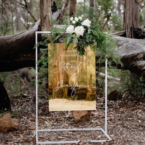 Etched Design Pic 3 - Gold mirror wedding welcome sign