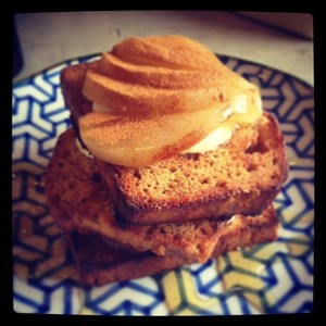 The Herbert Cafe Pic 2 - Banana bread stack ricotta poached pear cinnamon honey