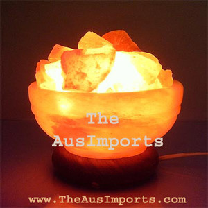 Theausimports Pic 4 - fire bowl salt lamp having loose chunk of salt look like they are on fire