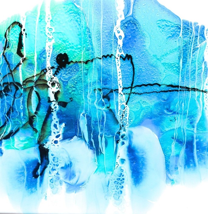 Claire Layman Art Pic 1 - OCEAN TILE 35 Resin and ink on canvas 30x30cm 300