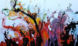 Claire Layman Art Pic 2 - WOODLANDS Resin and ink box framed on board 178x61cm 4300