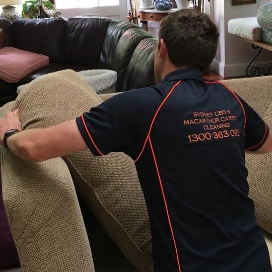 Sydney CBD & MacArthur Carpet Cleaning Pic 1 - Here we are cleaning a Warwick fabric lounge