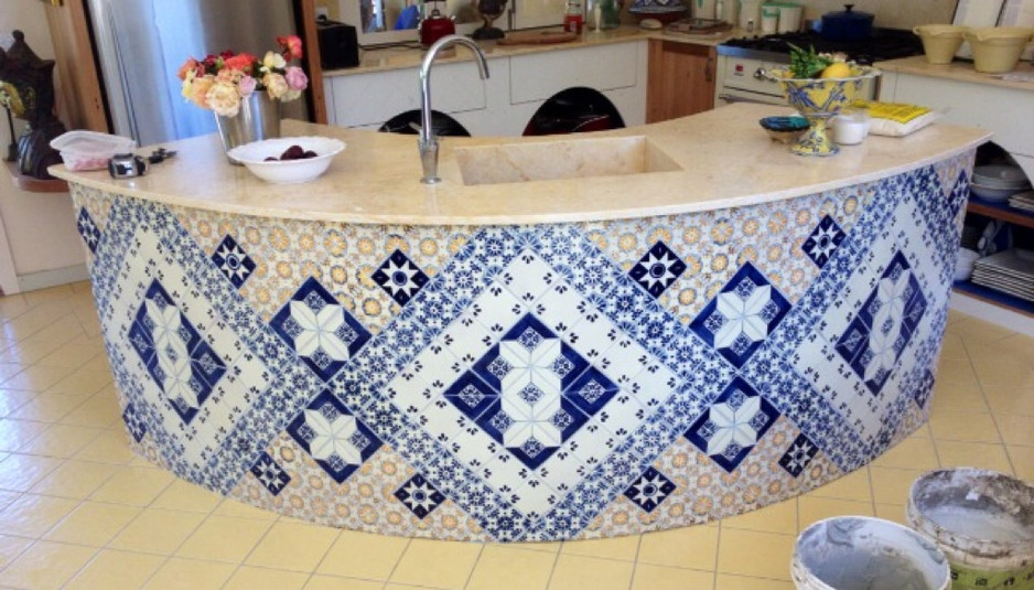 JLC Tiling Pic 1 - Intricate mosaic tiling based on photo taken from Spanish interior design magazine