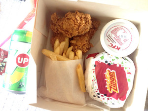 KFC Pic 5 - Ultimate burger meal Zinger burger potato gravy chips 3 wicked wings a drink Great value