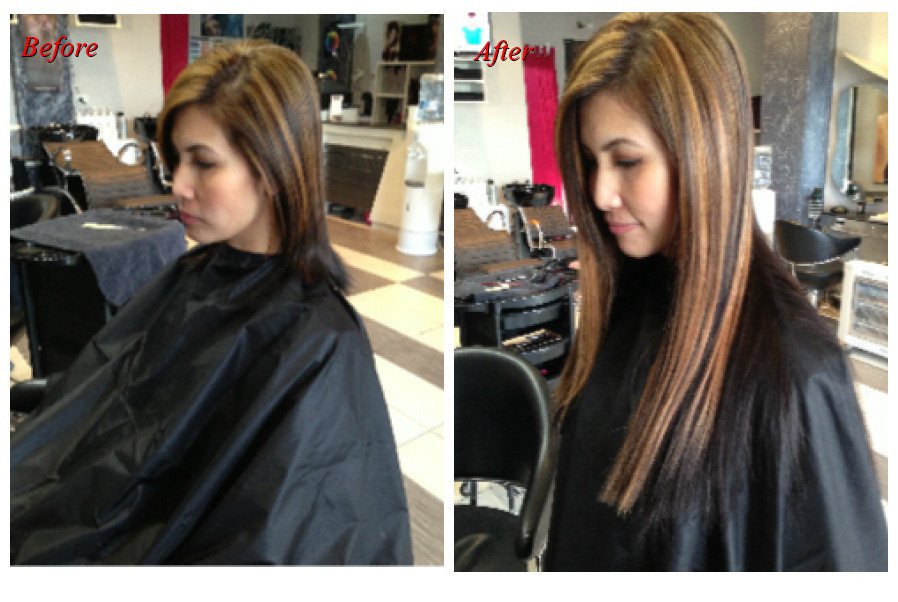 Top Heads Hair Salon Pic 1 - Before and after hair extensions