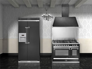 Wholesale Appliances Pic 1 - Black Fridge Upright stove and matching canopy