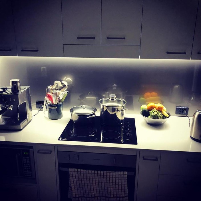 Revive Electrical Industries Pic 1 - LED strip lighting installed under the cabinet overheads at a recent kitchen Reno we did