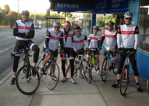 Ivanhoe Cycles Pic 2 - The Ivanhoe Cycles riding team outside the old shop in Ivanhoe