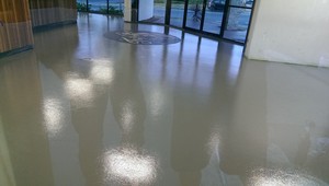 Epoxy Flooring Queensland Pic 3 - Base coat on cafe floor