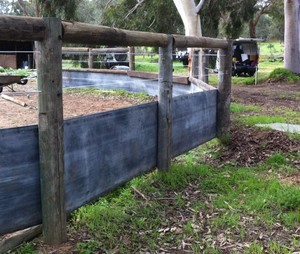 Whiteline Fencing Pic 4 - Custom Round Yard1800mm Pine RL 6 with two Bayco Sighter Wire and 12mm Steel Enforced Rubber