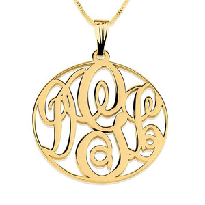 Fashion Jewellery Australia Pic 2 - Circle Monogram Necklace 14k Gold