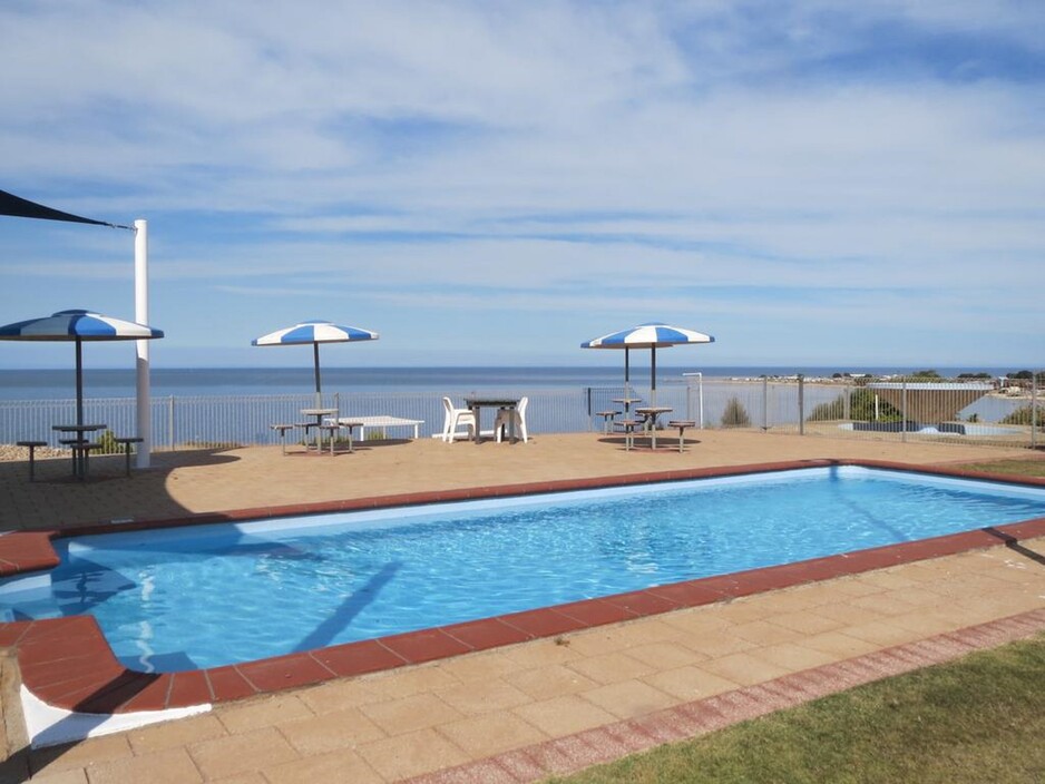 Stansbury Holiday Motel Pic 1 - Outdoor pool overlooking the bay in Stansbury