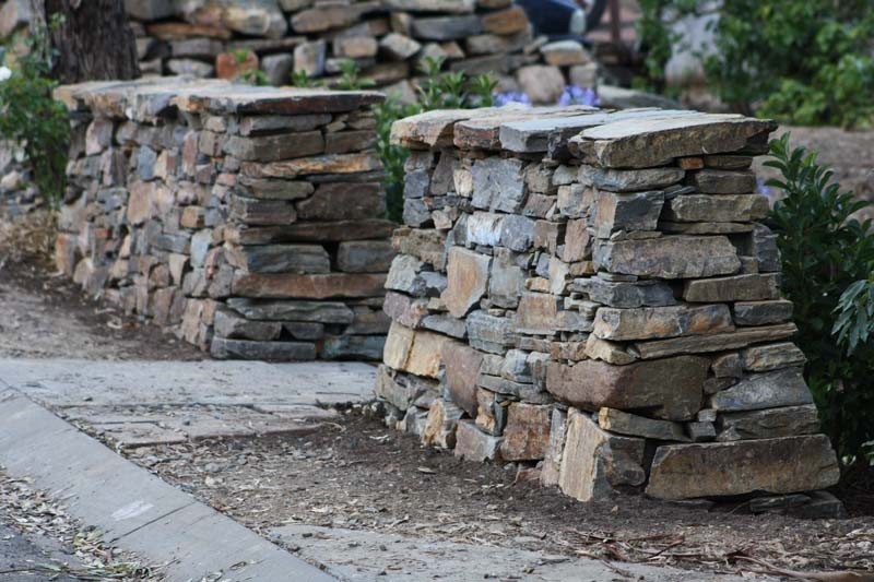 JRM Stonework Pic 1 - Kanmantoo Bluestone Dry stone entry walls in Belair South Australia