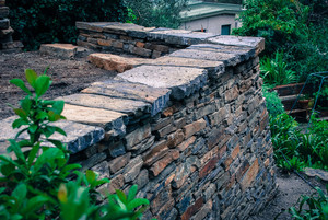 JRM Stonework Pic 2 - Kanmantoo Bluestone Dry stone retaining wall in Belair South Australia