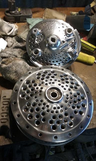 Redmohawk Pic 1 - CB250 drum brake hubs hydroblasted cross drilled