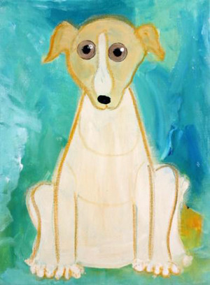 Kidz Artworx Pic 4 - Dog portrait acrylic paint with oil pastel A3 size