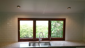 Coat-Rite Painters Pic 3 - varnish bi fold window overlooking Eagle farm Raceway Ascot CoatRite Painters