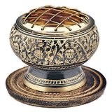 Incense Australia Pic 5 - Carved brass charcoal holder for burning resin or powders